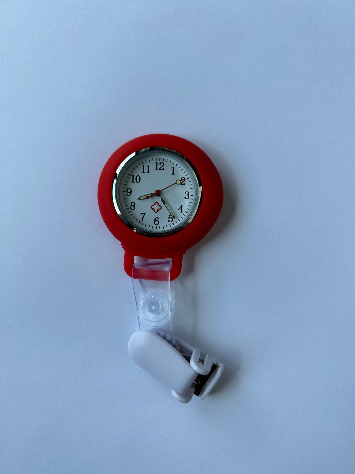 Clip On Analog Nurse Watch Clip Watch Lasalle Uniform Red  