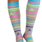 Plus Size Fit - Compression Socks 10-15mmHg Compression Socks Cherokee Legwear Neon Multi Ribbon  