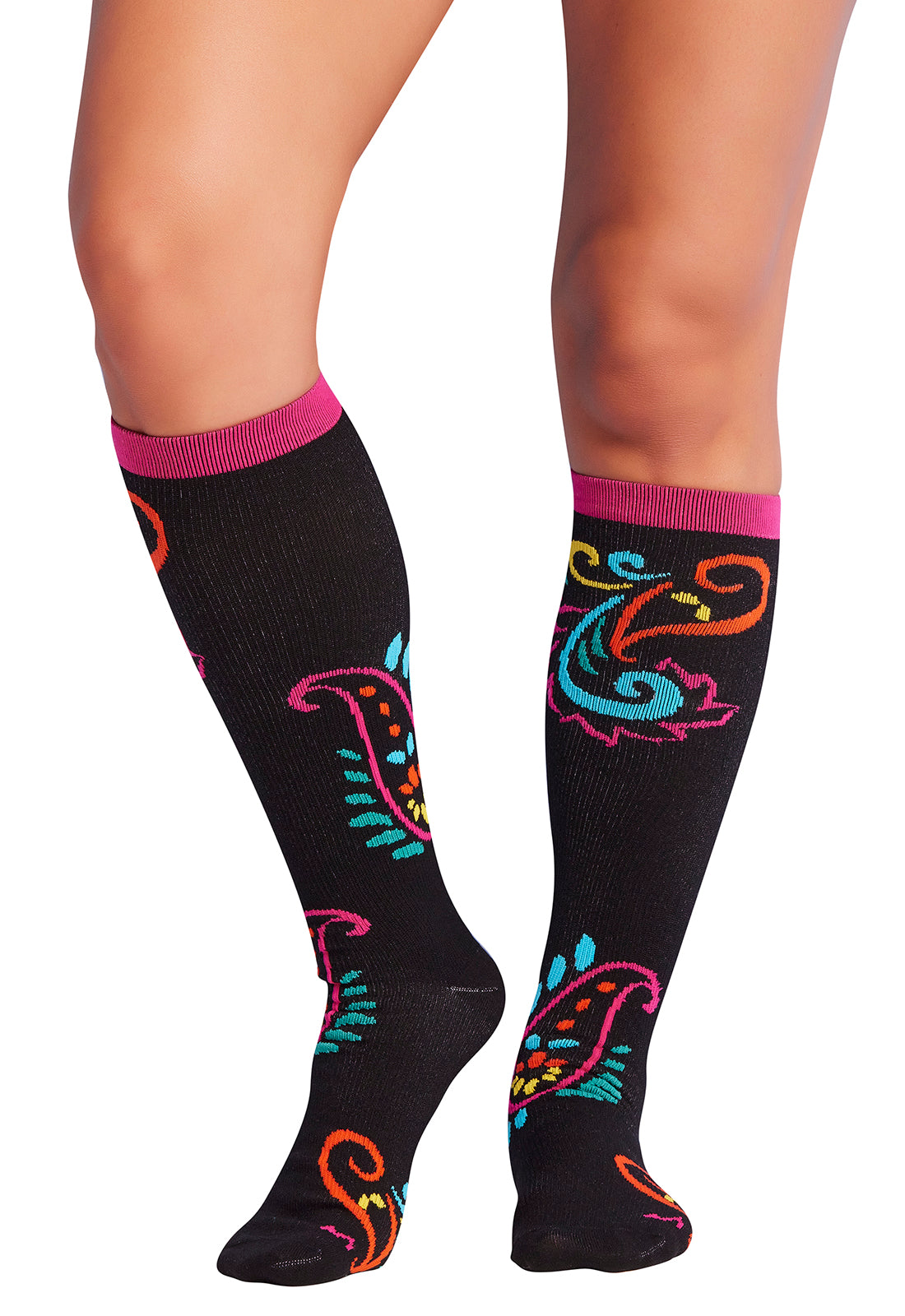 Plus Size Fit - Compression Socks 10-15mmHg Compression Socks Cherokee Legwear Perfect Paisley  