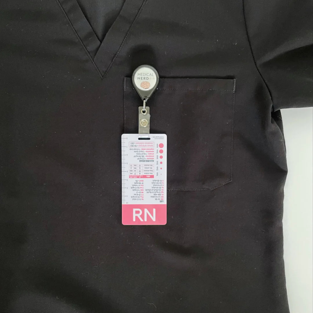RN Designation Badge with Reference Information Designation Badge NurseIQ Pink  