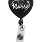 Prestige Medical Retractable ID Badge Holder Retractable Badge Reel Prestige Medical Nurse Heart on Black  