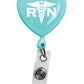 Prestige Medical Retractable ID Badge Holder Retractable Badge Reel Prestige Medical RN Heart on Aqua  