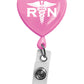 Prestige Medical Retractable ID Badge Holder Retractable Badge Reel Prestige Medical RN Heart on Pink  