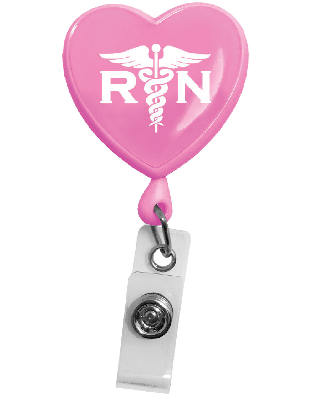 Prestige Medical Retractable ID Badge Holder Retractable Badge Reel Prestige Medical RN Heart on Pink  