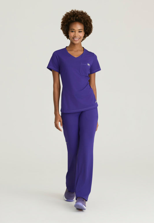 Flow Knit Scrub Top – Tulip Hem, 1 Pocket, Stretch Women's Scrub Top Skechers Slip-ins by Barco