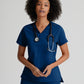 Grey's Anatomy - Bree Tuck In Scrub Top Women's Scrub Top Grey's Anatomy Spandex Stretch Indigo XS 