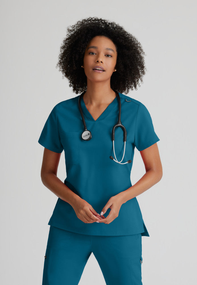 Grey's Anatomy - Bree Tuck In Scrub Top Women's Scrub Top Grey's Anatomy Spandex Stretch   
