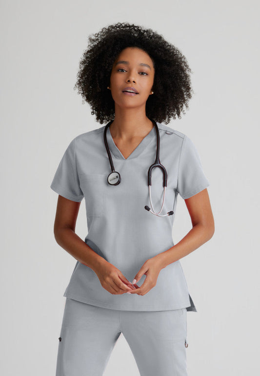 Grey's Anatomy - Bree Tuck In Scrub Top Women's Scrub Top Grey's Anatomy Spandex Stretch Moonstruck XS 