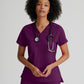 Grey's Anatomy - Bree Tuck In Scrub Top Women's Scrub Top Grey's Anatomy Spandex Stretch Wine XS 