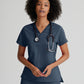 Grey's Anatomy - Bree Tuck In Scrub Top Women's Scrub Top Grey's Anatomy Spandex Stretch Steel XS 