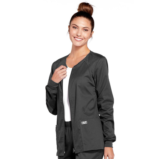 Cherokee Core Stretch Jacket - Zip Front Warm Up Jacket Women's Scrub Jacket Cherokee Core Stretch Pewter XXS 