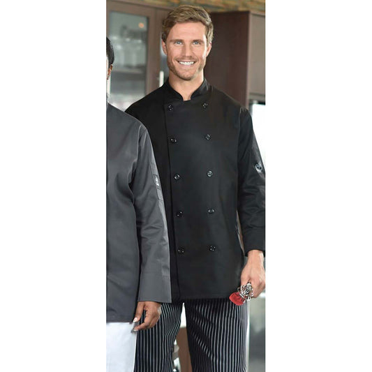 Unisex Chef Coat Long Sleeve - Black Unisex Chef Coat Premium Uniforms Black XS 