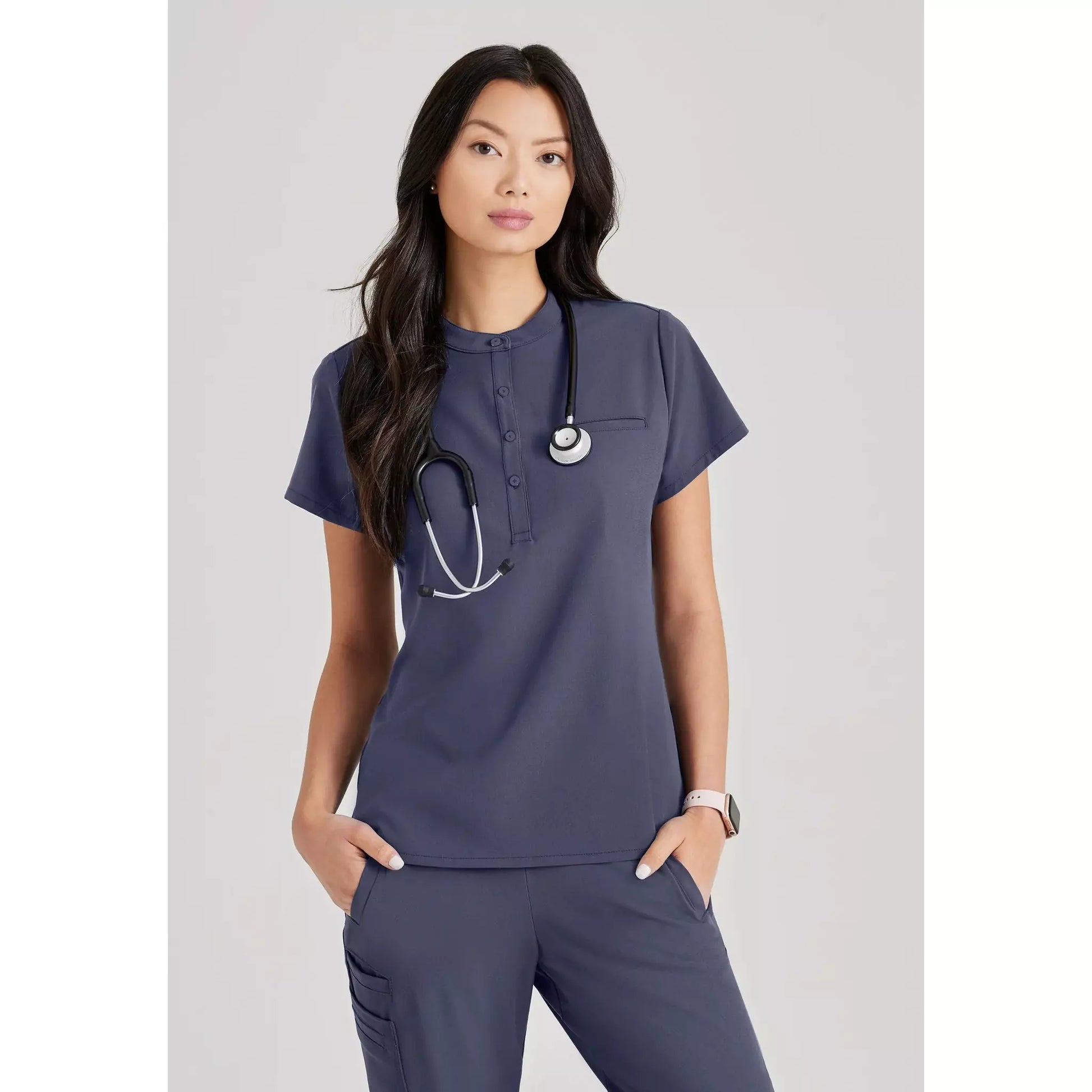Barco Unify - Mission Tuck In Scrub Top Women's Scrub Top Barco Unify Steel XXS 
