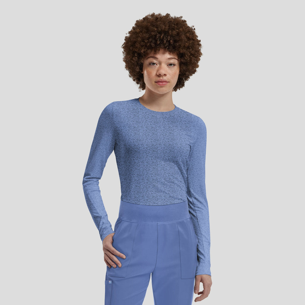 1 - Pocket Long - Sleeve Underscrub Tee – Comfortable Layering TopWhite Cross VibeWT311-HEATHERCEIL-XS