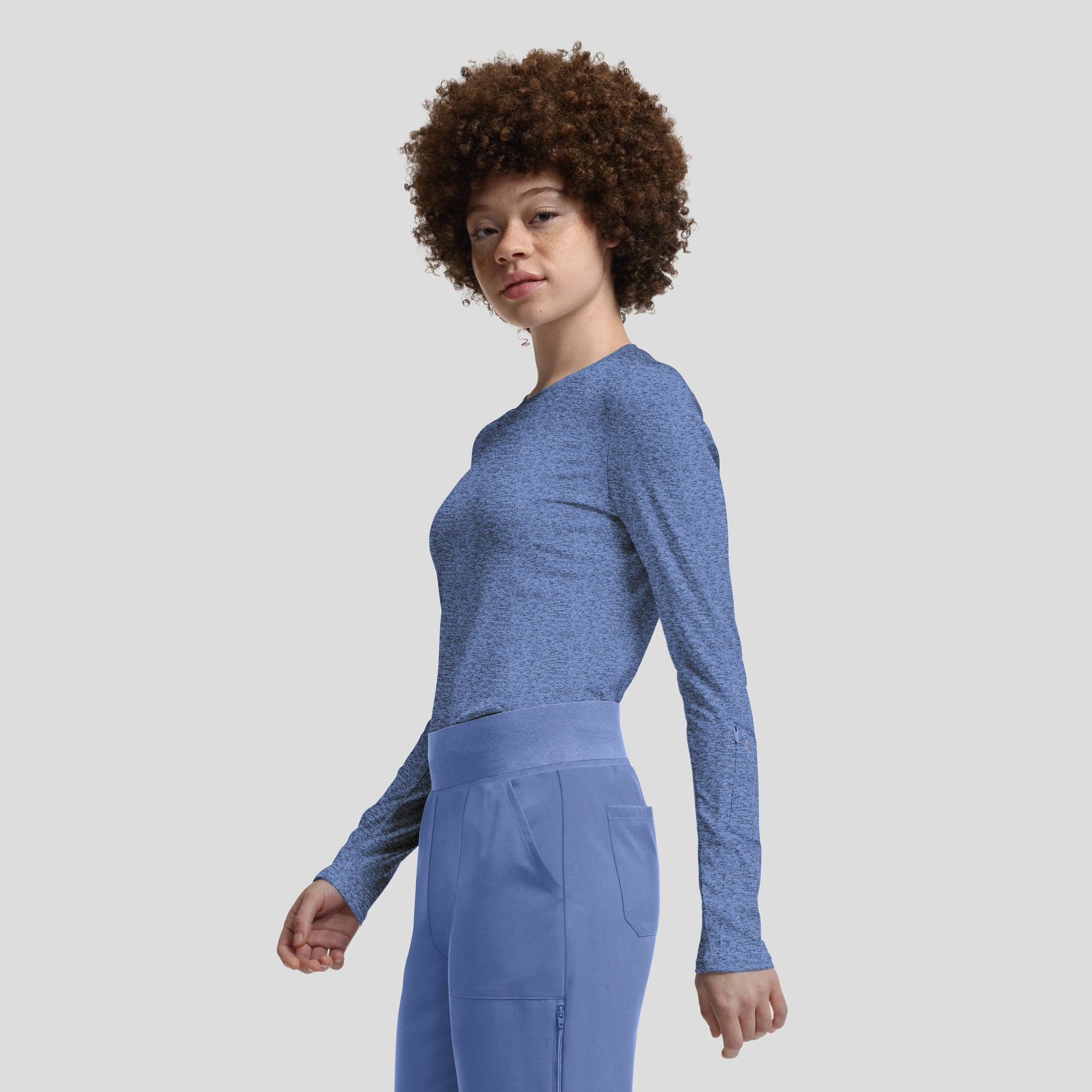 1 - Pocket Long - Sleeve Underscrub Tee – Comfortable Layering TopWhite Cross VibeWT311-HEATHERCEIL-XS