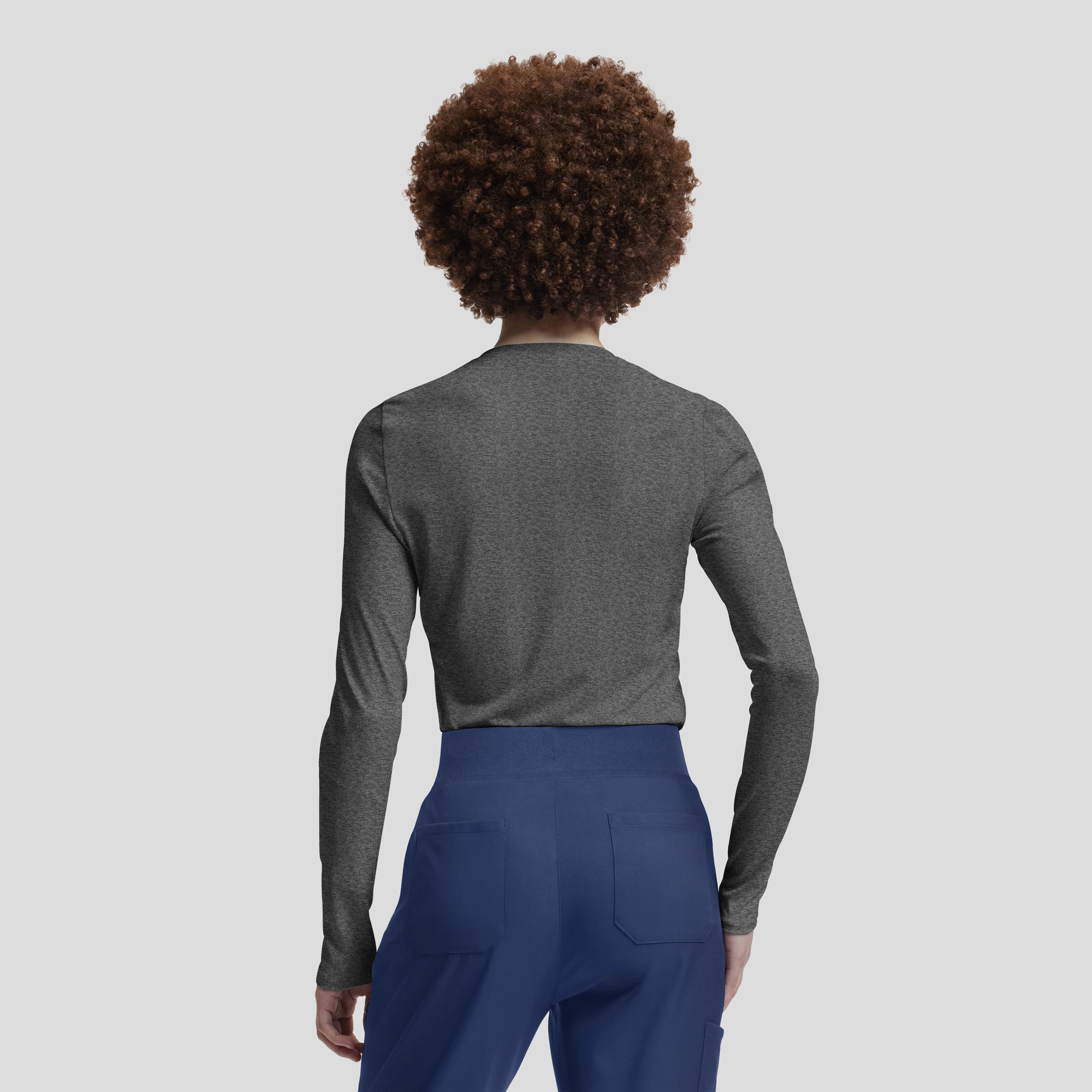 1 - Pocket Long - Sleeve Underscrub Tee – Comfortable Layering TopWhite Cross VibeWT311-HEATHERPEWTER-XS