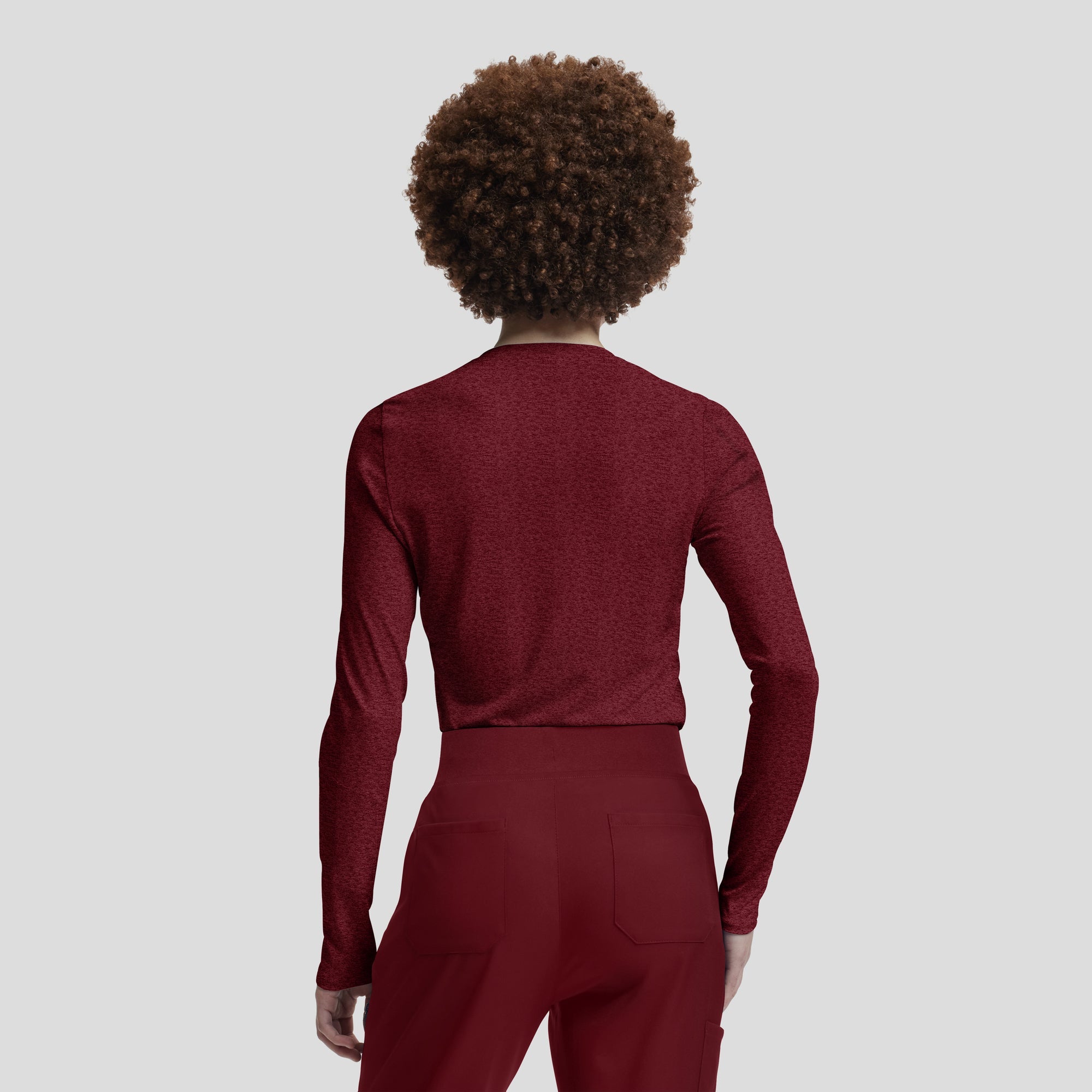 1 - Pocket Long - Sleeve Underscrub Tee – Comfortable Layering TopWhite Cross VibeWT311-HEATHERWINE-XS