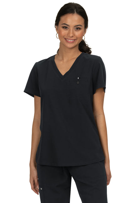 koi Ready to Work Top - Women's 1-Pocket Tuck In Scrub Top Women's Scrub Top koi Next Gen Black XXS 