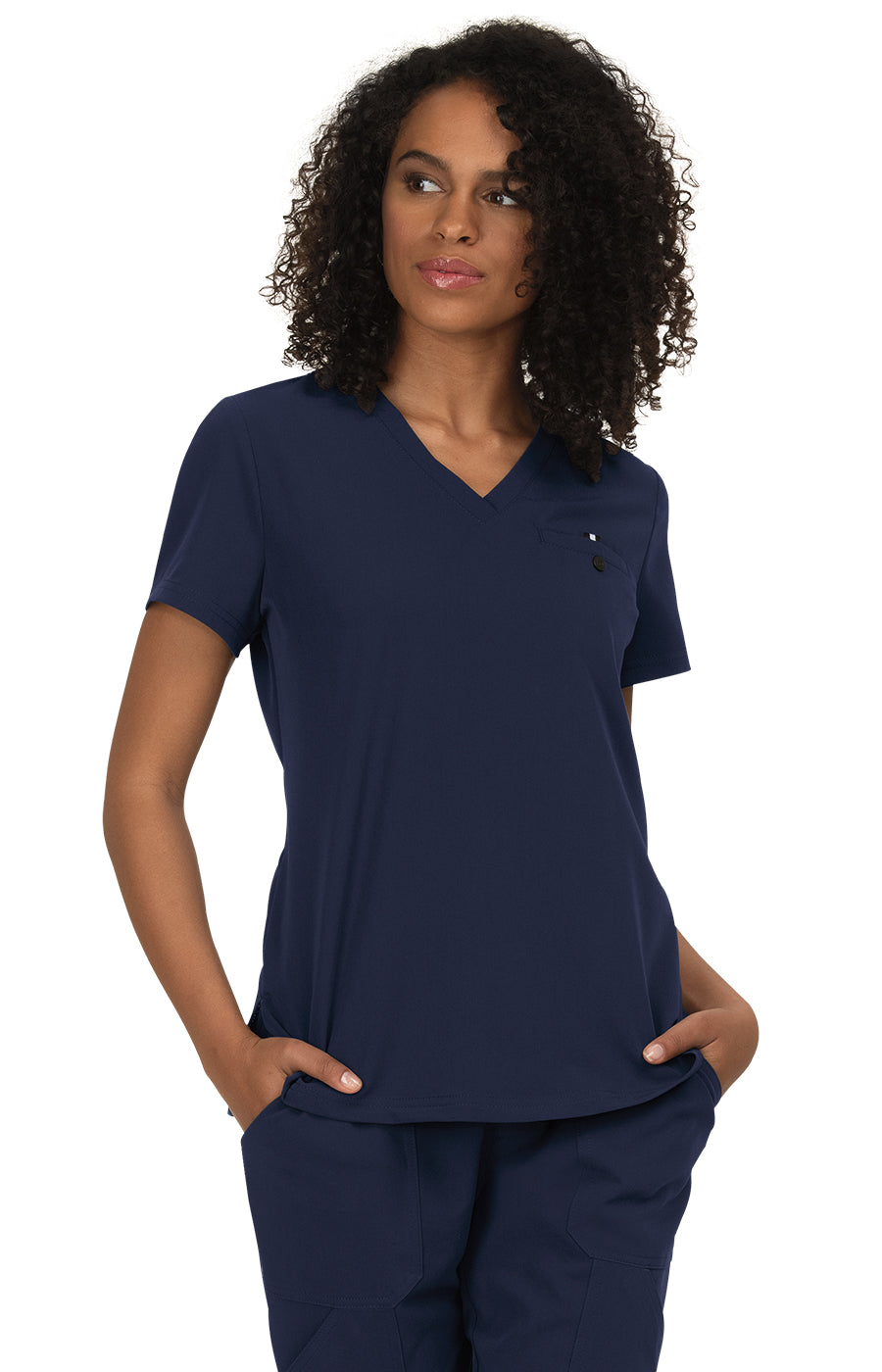 koi Next Gen Ready to Work Women’s 1-Pocket V-Neck Scrub Top Women's Scrub Top koi Next Gen Navy XXS