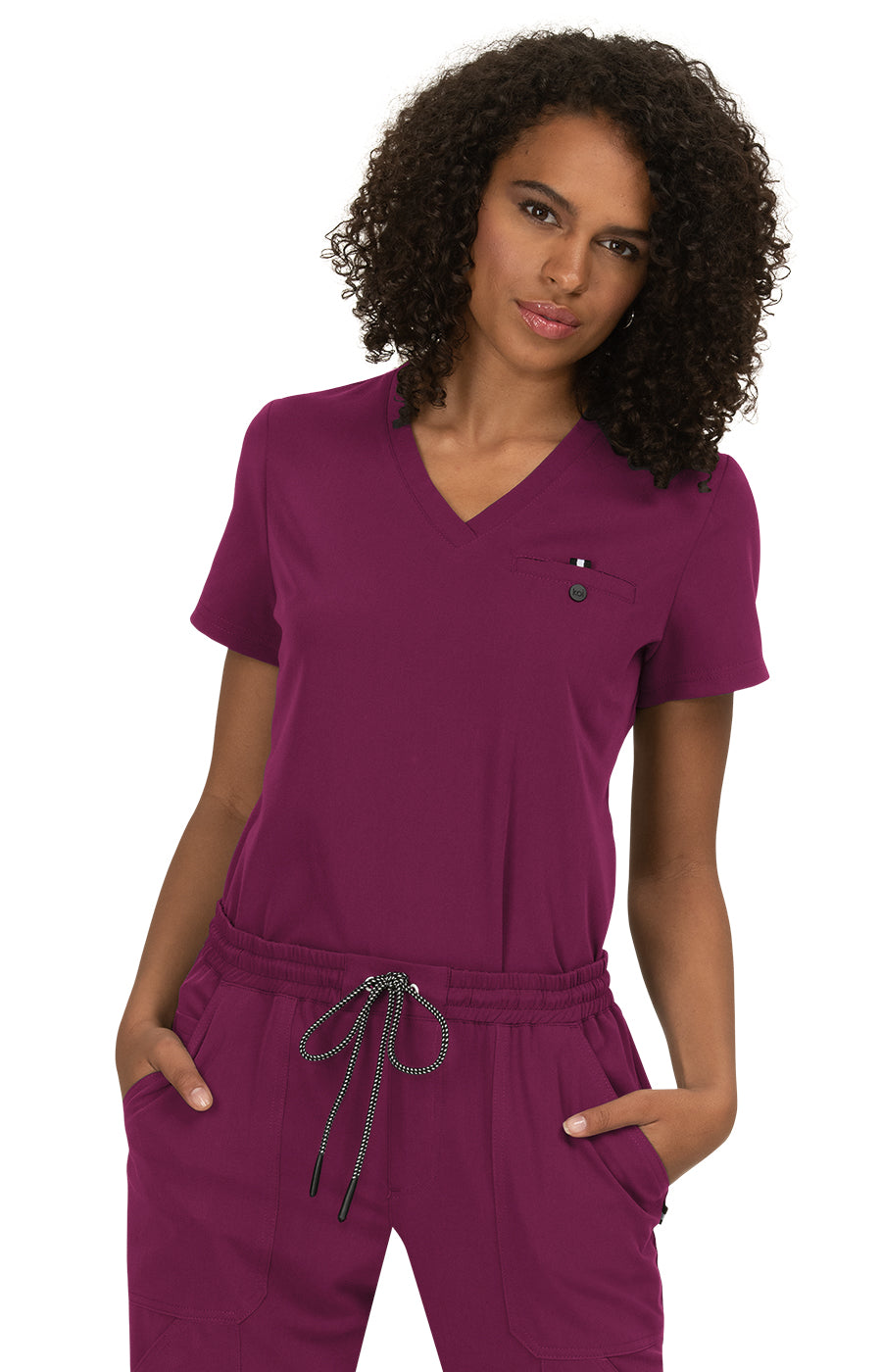 koi Next Gen Ready to Work Women’s 1-Pocket V-Neck Scrub Top Women's Scrub Top koi Next Gen Wine XXS