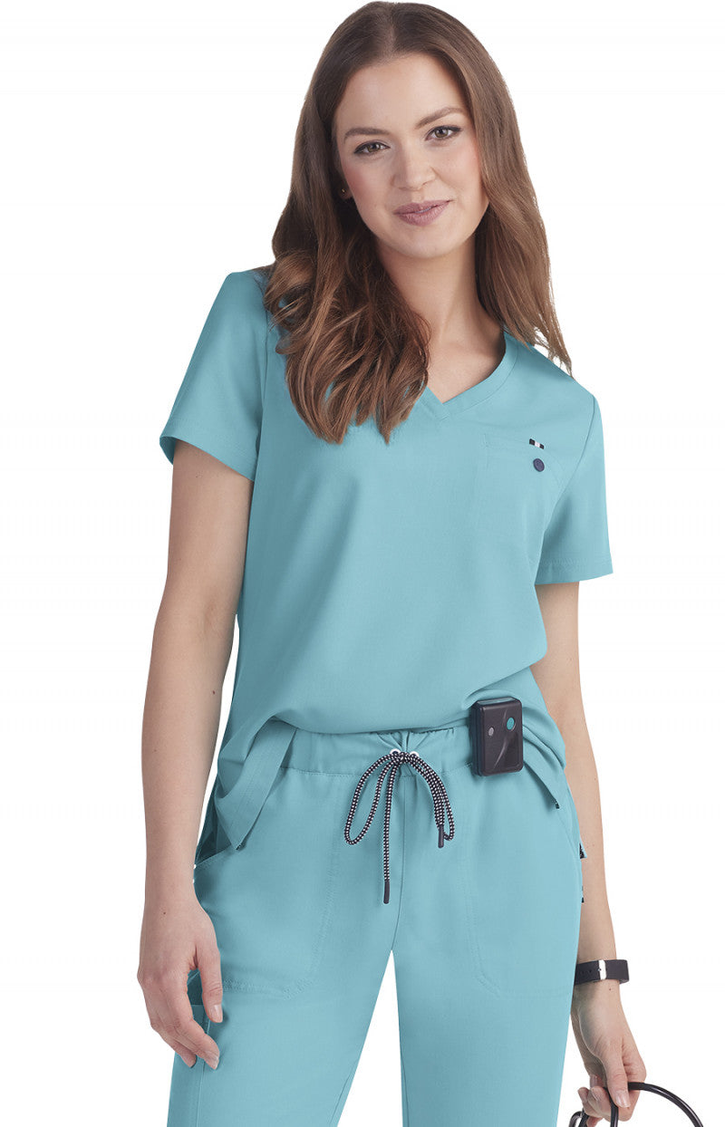 koi Next Gen Ready to Work Women’s 1-Pocket V-Neck Scrub Top Women's Scrub Top koi Next Gen Sea Glass XXS