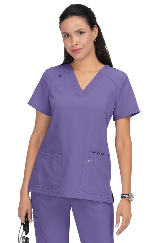 koi Next Gen | Hustle and Heart 3-Pocket Stretch Scrub Top Women's Scrub Top koi Next Gen Wisteria XXS 