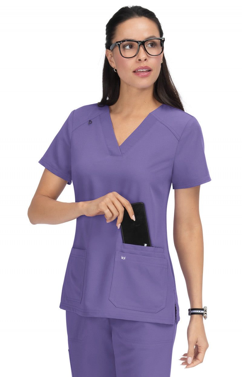 koi Next Gen | Hustle and Heart 3-Pocket Stretch Scrub Top Women's Scrub Top koi Next Gen   