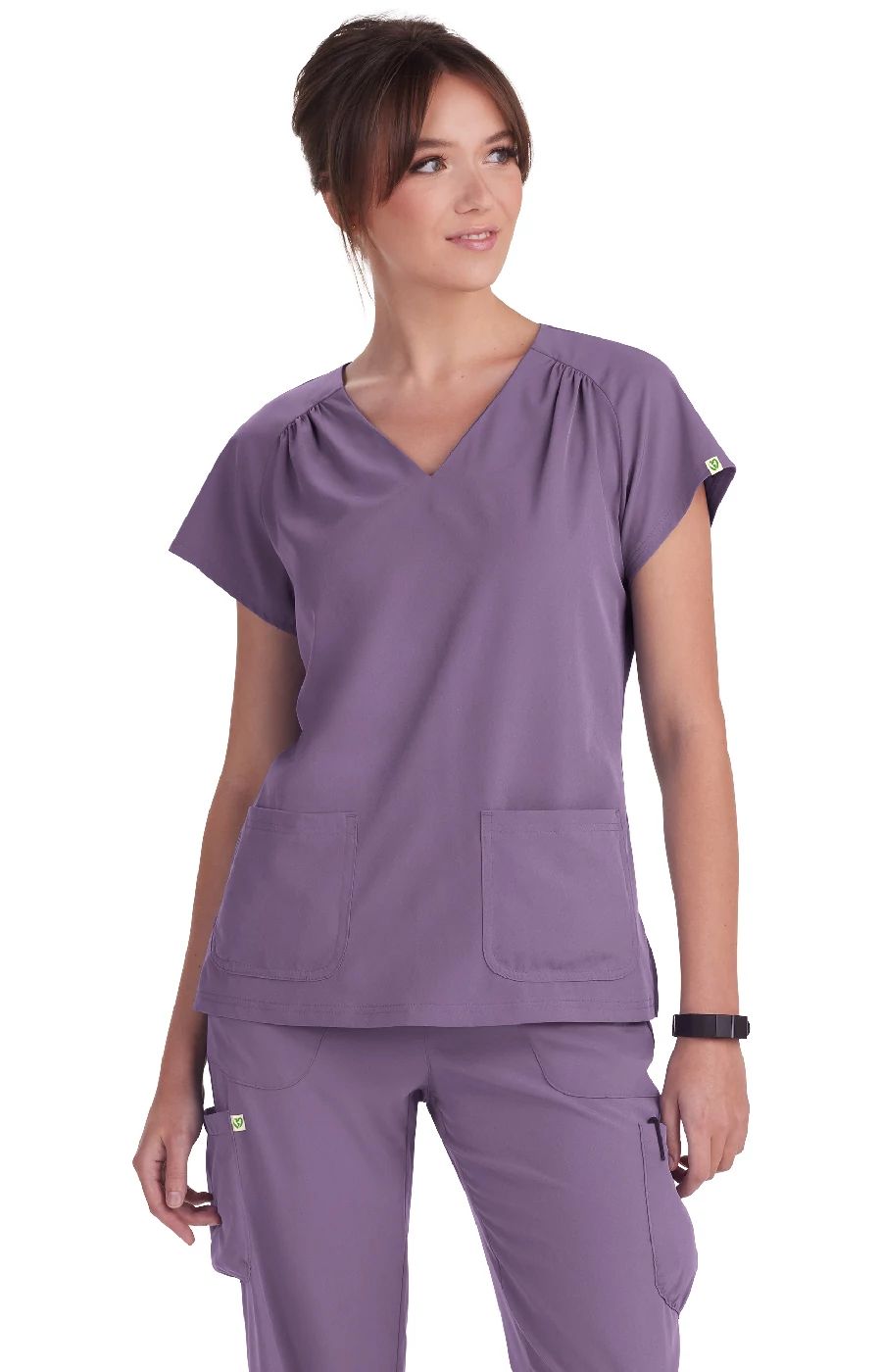 Meadow Women's 2-Pocket Scrub Top Scrubs Planet koi Dusty Grape XS