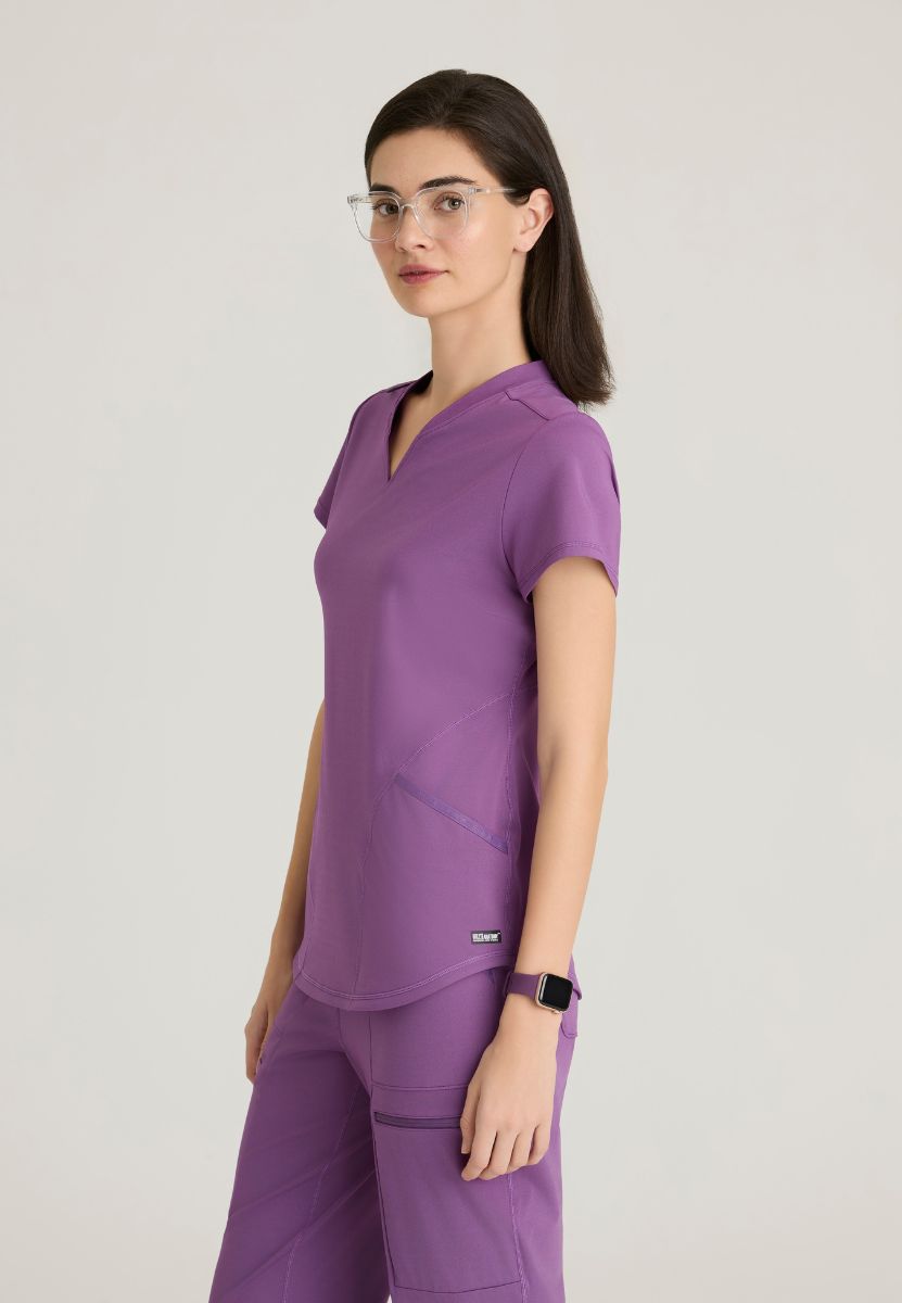 Define Contour Seam V-Neck Knit Top Women's Scrub Top Grey's Anatomy Knit Stretch
