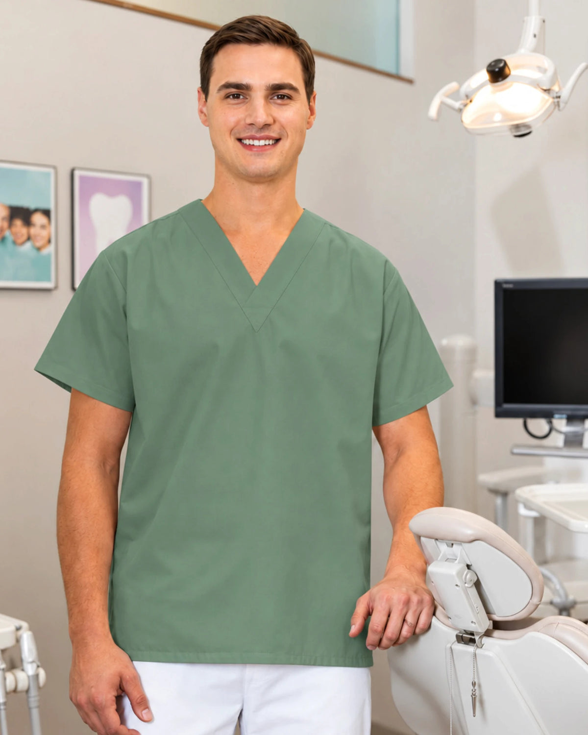 Unisex No-Pocket Scrub Top