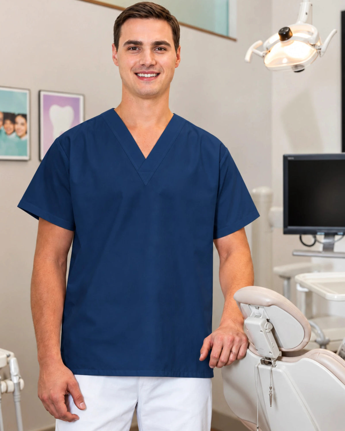 Unisex No-Pocket Scrub Top