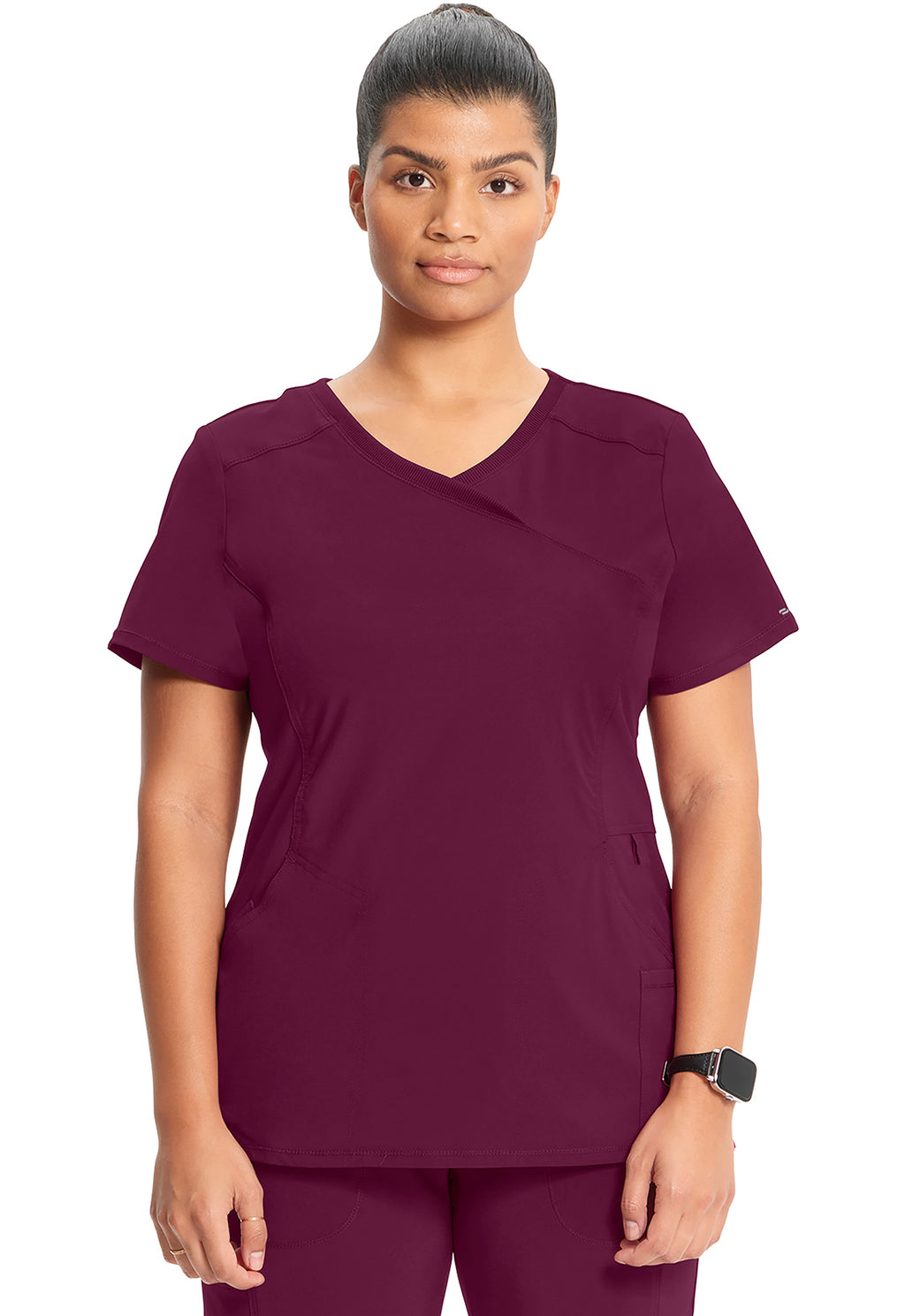 Infinity Mock Wrap Scrub Top Women's Scrub Top Cherokee Infinity Wine XXS