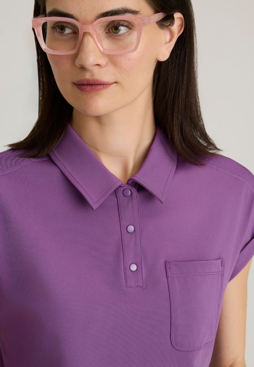 Renew Snap Placket Knit Scrub Top Women's Scrub Top Grey's Anatomy Knit Stretch