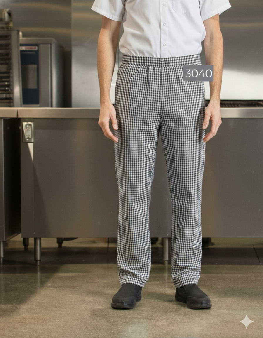 Premium Uniform 3040 Baggy Chef Pant in the colour Checkered.