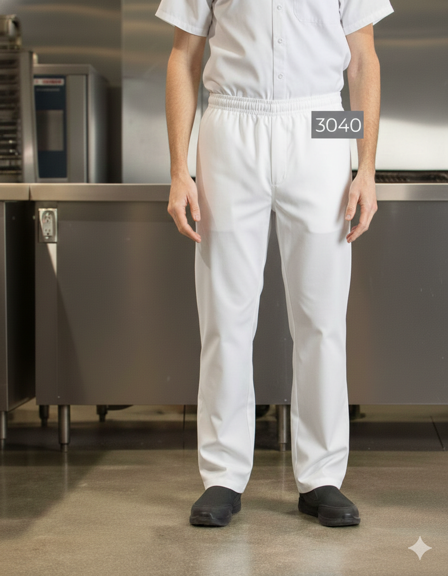 Premium Uniform 3040 Baggy Chef Pant in the colour White.
