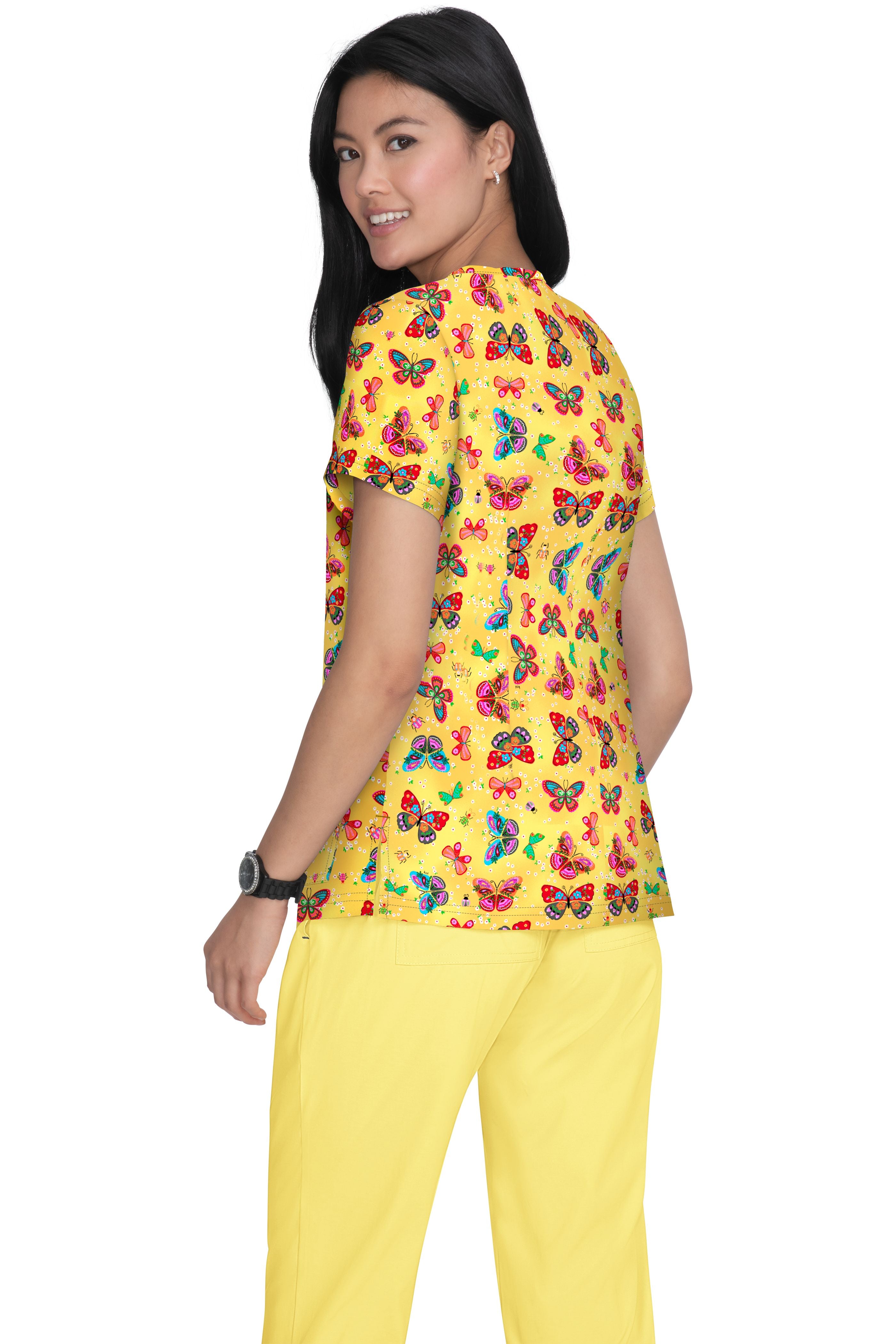 Koi Leslie Top Butterfly Fiesta Women s Scrub Top 3X