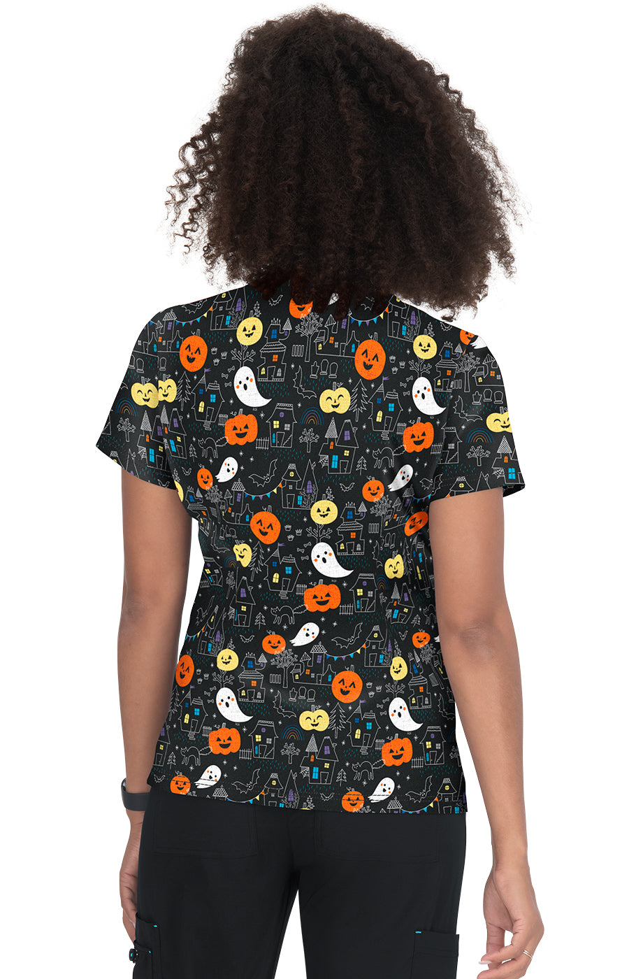 Koi Leslie Top - Haunted Night Women's Scrub Top Women's Scrub Top Koi   