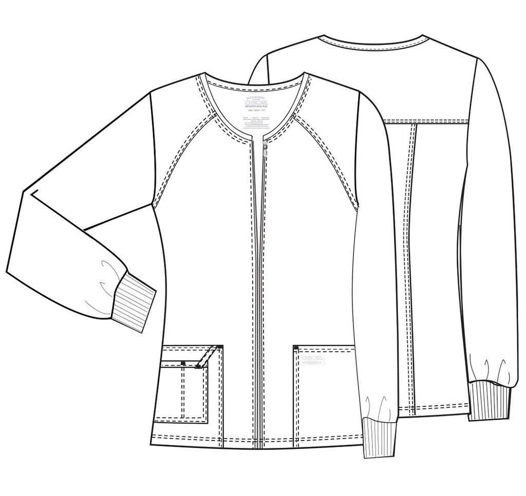 Zip Front Scrub Jacket – 3 Pockets, Knit Cuffs, Ultra Soft Women's Scrub Jacket Cherokee Core Stretch