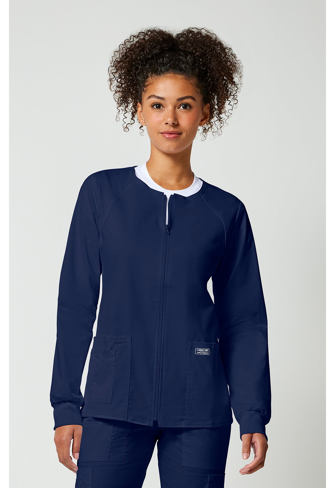 Zip Front Scrub Jacket – 3 Pockets, Knit Cuffs, Ultra Soft