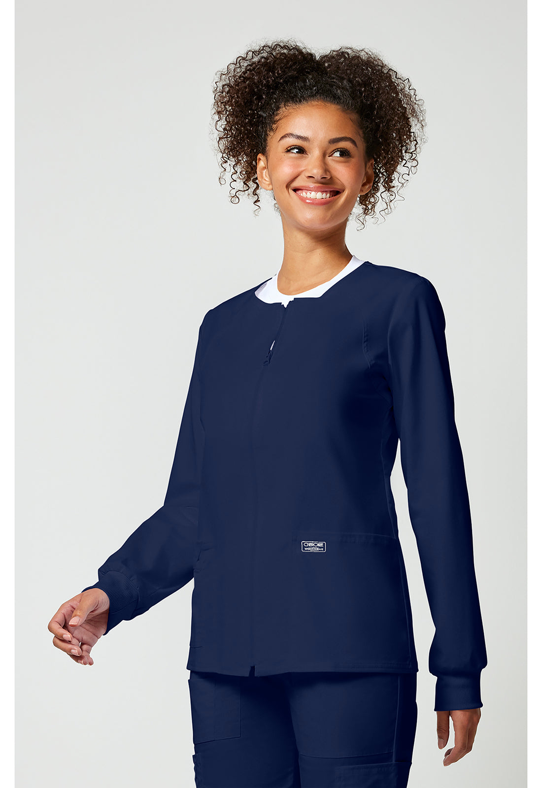 Zip Front Scrub Jacket – 3 Pockets, Knit Cuffs, Ultra Soft