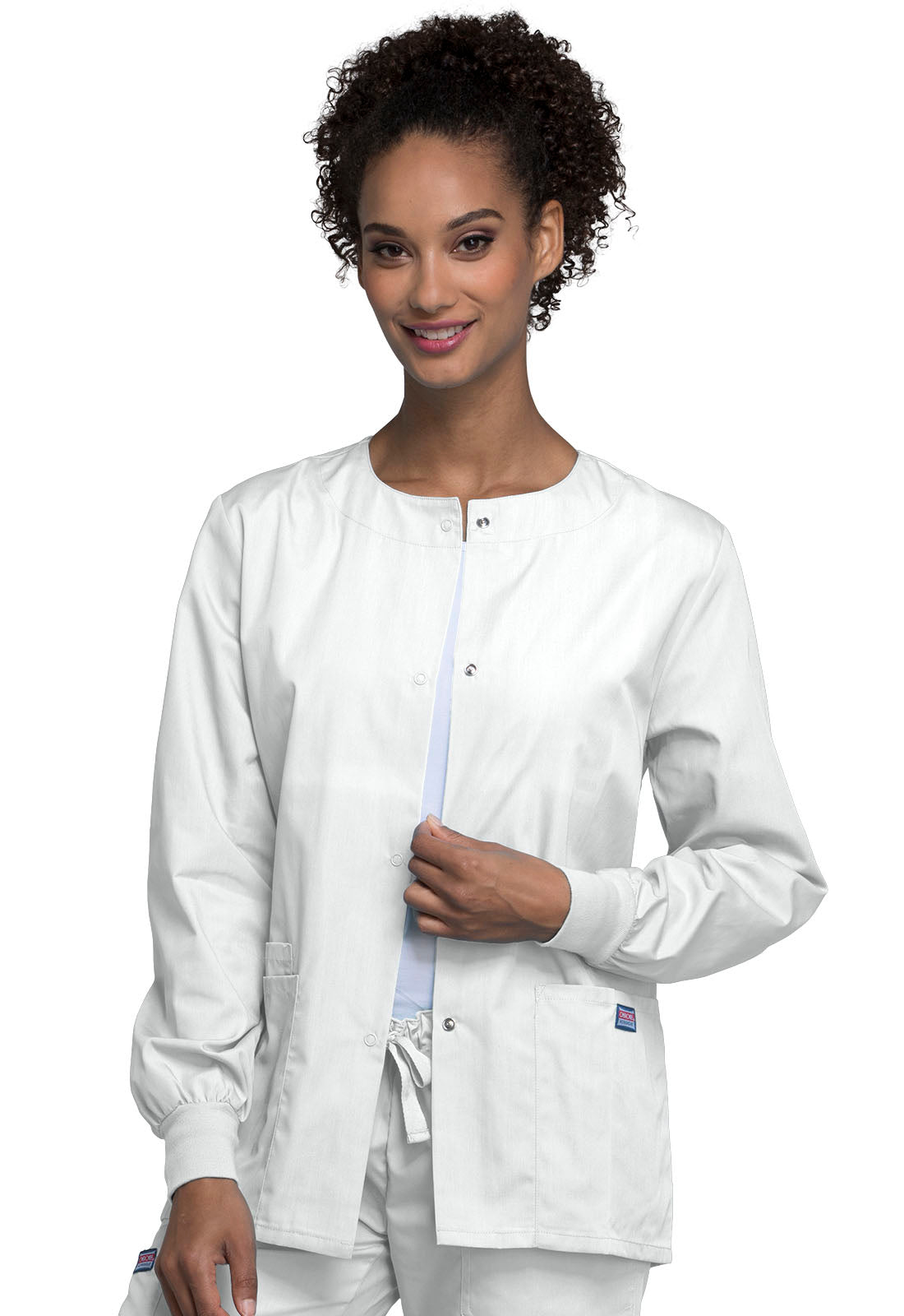 Cherokee Workwear Snap Front Warm-Up Scrub Jacket Women's Scrub Jacket Cherokee Workwear White XXS