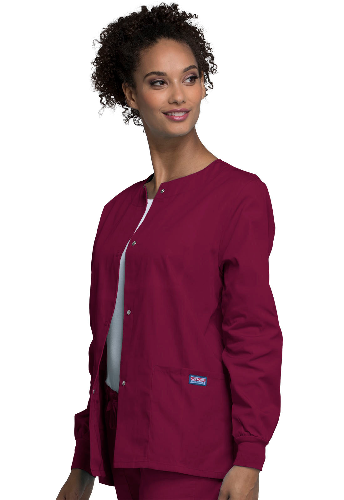 Cherokee Workwear - Snap Front Warm-Up Scrub Jacket Women's Scrub Jacket Cherokee Workwear   