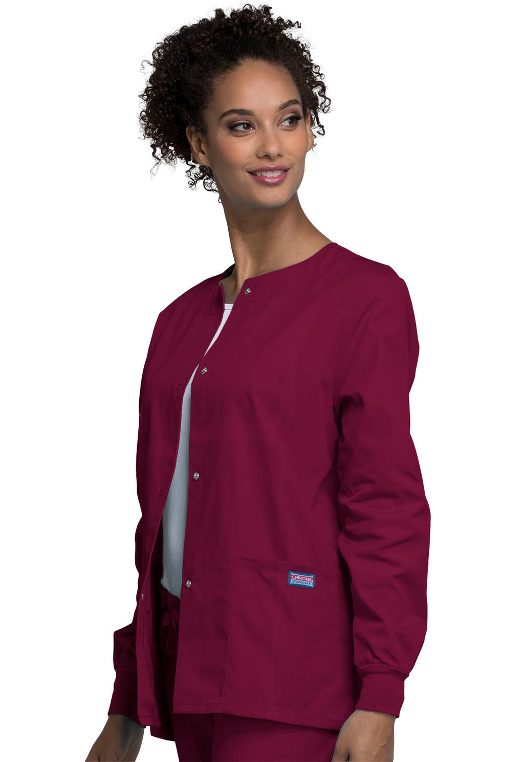 Cherokee Workwear Snap Front Warm-Up Scrub Jacket Women's Scrub Jacket Cherokee Workwear   