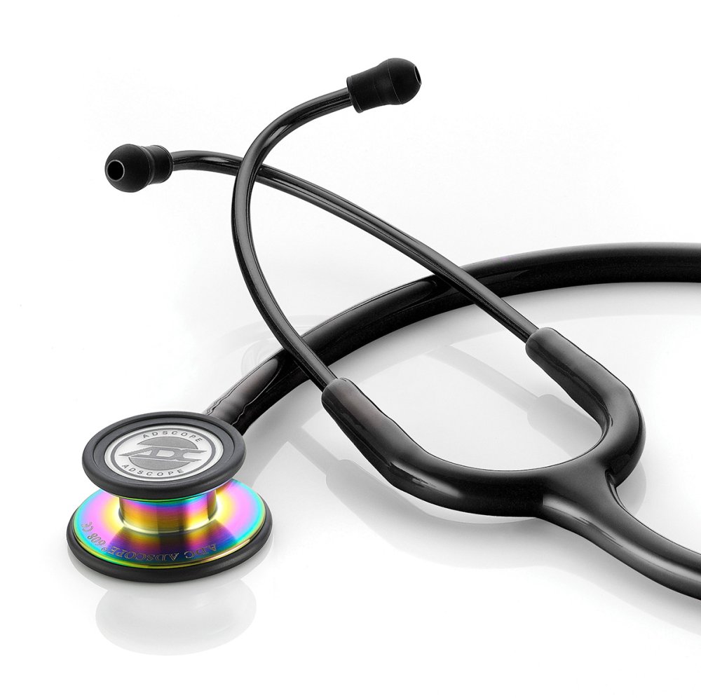 Adscope® 608 Convertible Clinician Stethoscope Stethoscope American Diagnostic Rainbow Black  