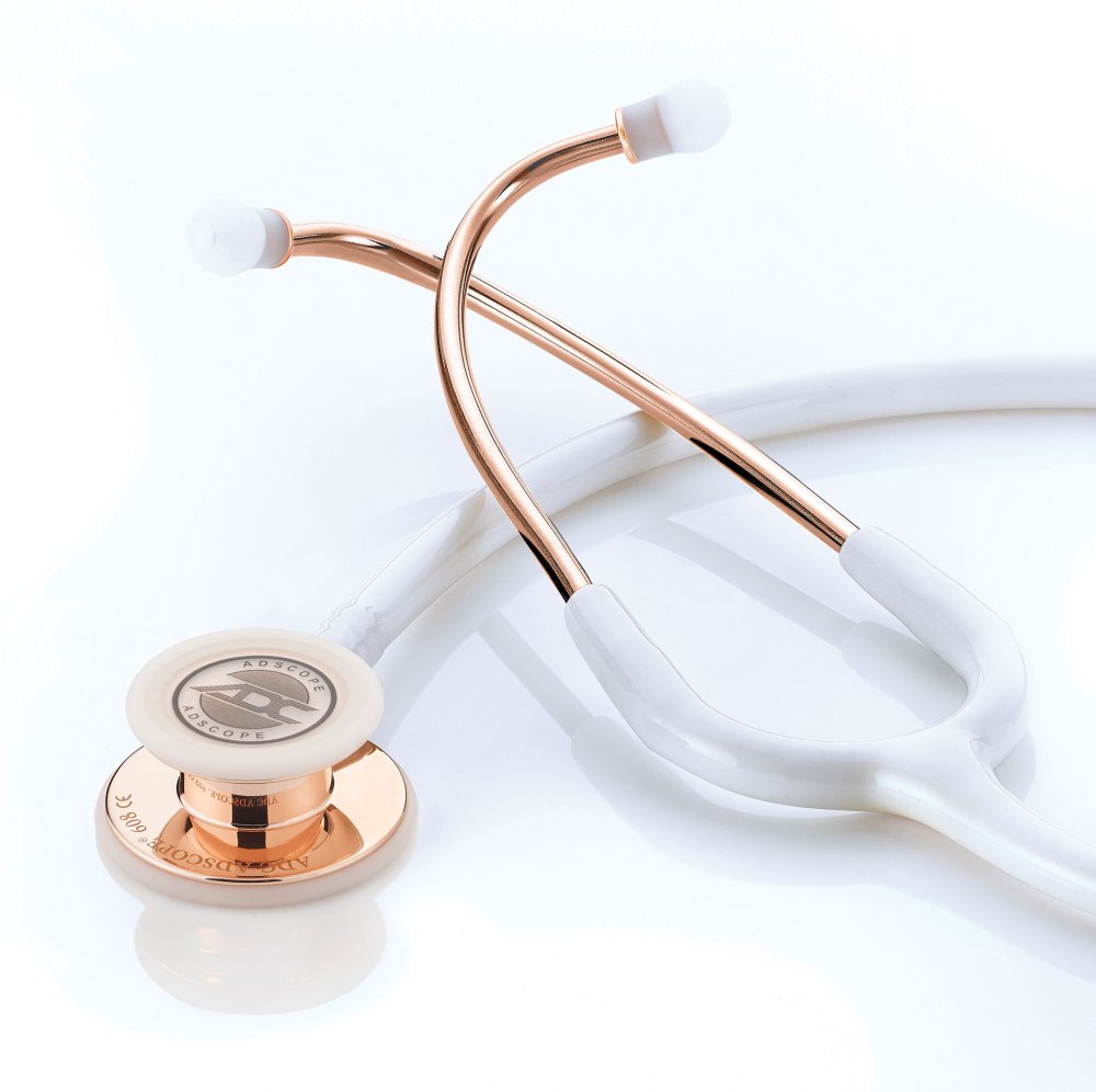 Adscope® 608 | Convertible Clinician Stethoscope Stethoscope American Diagnostic Rose Gold/White  