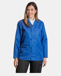 Front view of 6132 Premium Uniforms Anti-Static ESD Counter Coat in Royal Blue