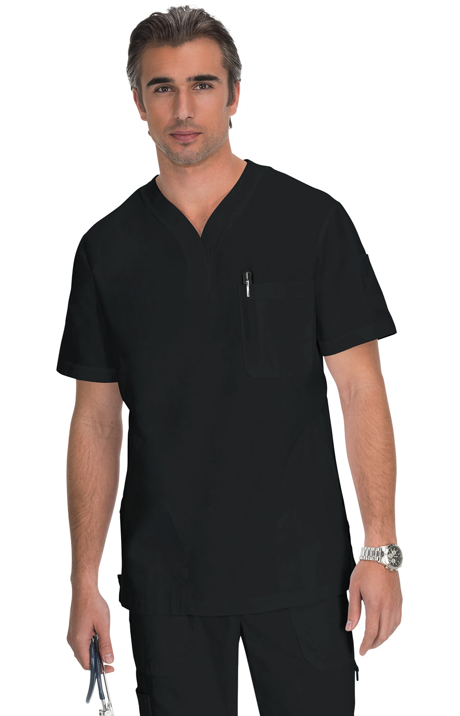 Jason Men's Cotton Scrub Top | koi Classics Men's Scrub Top koi Classic Black XS 