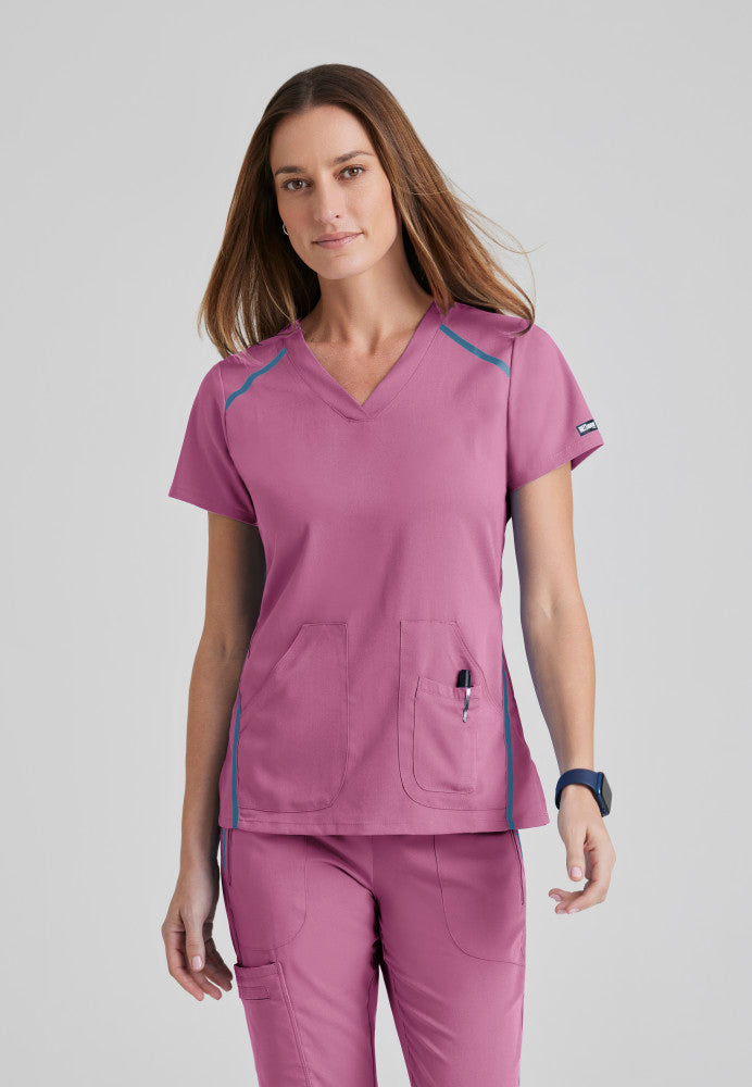 Grey's Anatomy Impact - Elevate Scrub Top Women's Scrub Top Grey's Anatomy Impact Pink Topaz XXS 