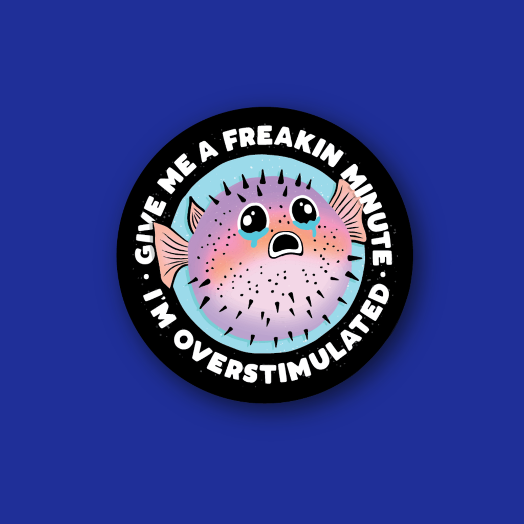 Interchangeable Badge Topper: Overstimulated blowfish black