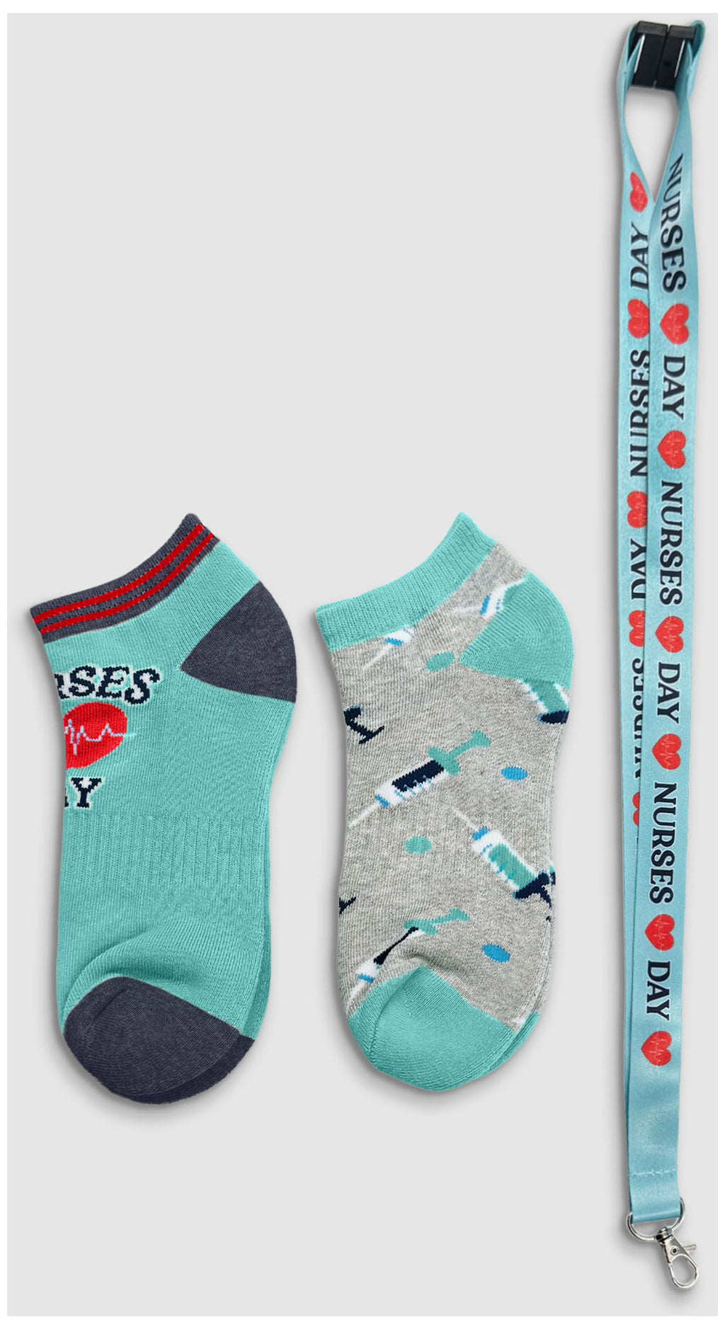 Everyday Nurses Gift Set — 2-Pack Ankle Socks & Matching Lanyard